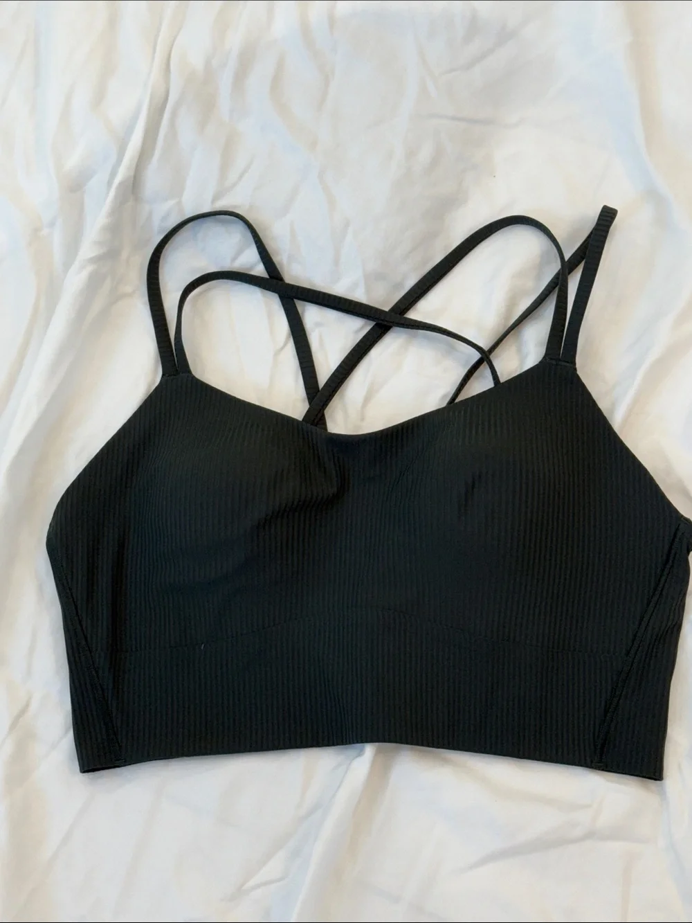 lululemon athletica Black Ribbed Strappy Sports Bra